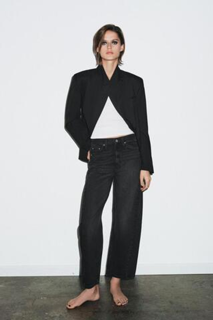 ZARA ДЖИНСЫ ZW COLLECTION ANKLE RELAXED СО СРЕДНЕЙ ПОСАДКОЙ, ЧЕРНЫЙ