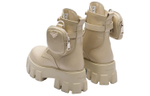PRADA Monolith 55mm Pouch Ankle Boots Desert Beige Leather Women"s