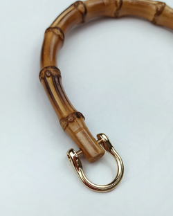 Ручка для сумки, бамбук, с полукольцами, 13,5 × 10,5 см, металл золото