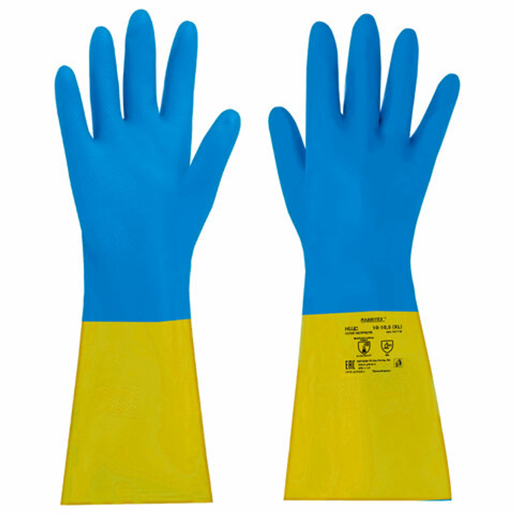 Перчатки латексно-неопреновые КЩС, ULTRA NEOPRENE, химически устойчивые, размер 10-10,5 XL (очень большой), RABBITEX (РАББИТЕКС)