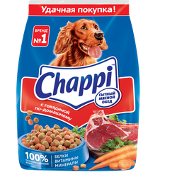 Chappi Сухой корм для взрослых собак с говядиной, 600 гр.