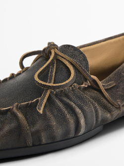 Massimo Dutti Лоферы со сборками и бантом, серый