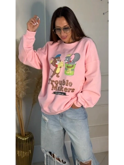 Свитшот женский с мультяшным принтом oversize