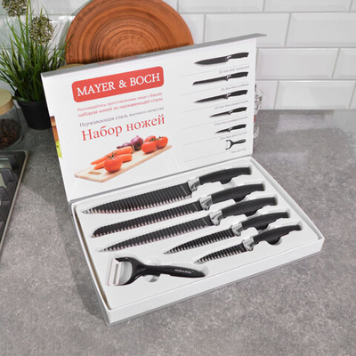 Набор ножей 6 предметов, с силиконовыми ручками, МВ 26992