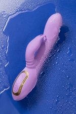 Фиолетовый вибратор-кролик с вращающимся клиторальным стимулятором Jammy - 22,5 см. (Цвет: фиолетовый)