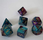 Chessex 7-dice set Gemini Purple-Teal/Gold Polyhedral
