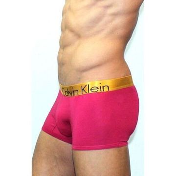 Мужские трусы боксеры бордовые с золотистой резинкой Calvin Klein Bold Boxer