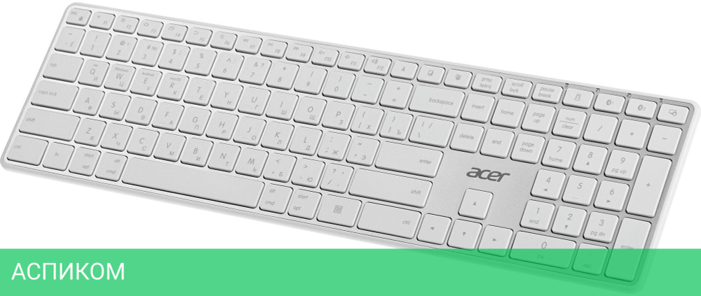 Клавиатура Acer OKR301 белый/серебристый (ZL.KBDEE.015)