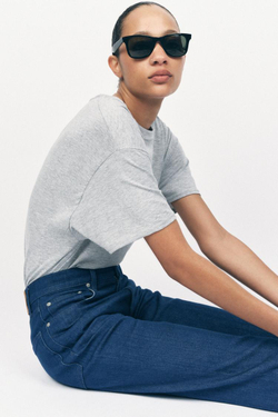 ZARA УКОРОЧЕННЫЕ ДЖИНСЫ С ВЫСОКОЙ ПОСАДКОЙ, ВЫЦВЕТШИЙ СИНИЙ