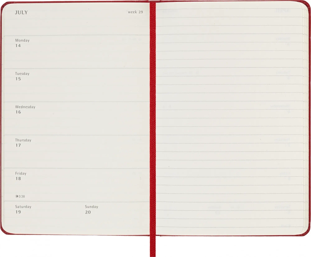 Еженедельник на 2025 год Moleskine WKNT (DHF212WN2) 9x14см, твердая обложка, красный