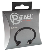 Черное металлическое кольцо под головку со стразами Glans Ring