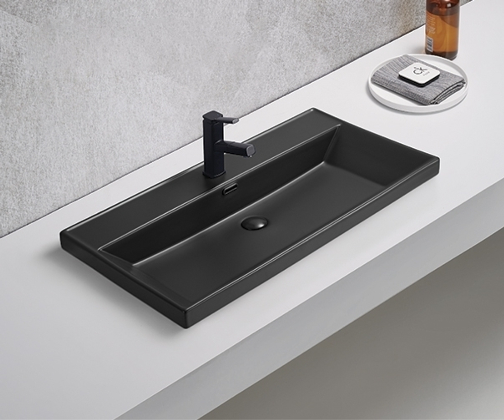 Раковина Gid Bm5580s 72206 встраиваемая сверху черная матовая 81x46.5x15