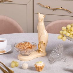 Сахарница стеклянная с крышкой Кошка Шелби Айвори