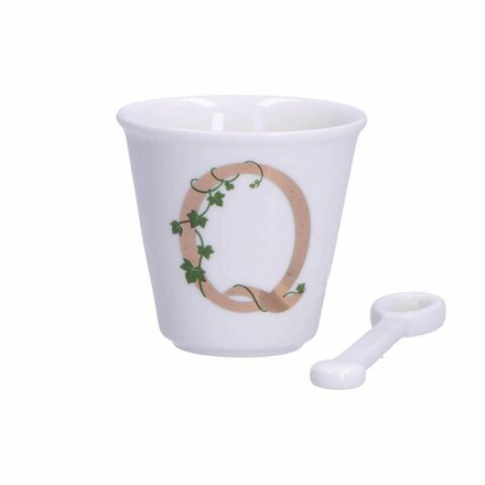 La Porcellana Bianca - Набор Unico, чашка и ложка для эспрессо, 75 мл, буква Q / артикул   P00450015Q  / GTIN 8027549109997