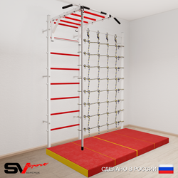 Шведская стенка Sv Sport 52940 (Турник рукоход/Канат/Мат 2м/Канатный лаз)