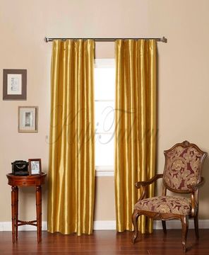 Длинные шторы. Leonardo (Золото), однотонный шик-сатен.