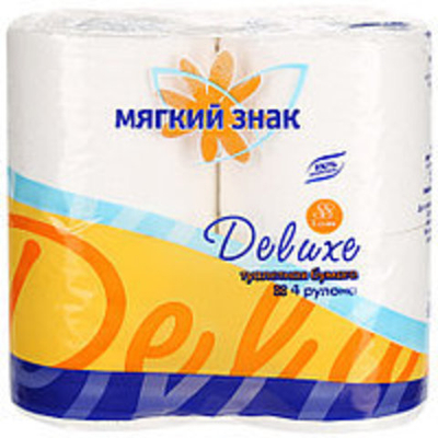 Туалетная бумага "Мягкий знак Делюкс" Буква 2слоя, 4 рулона /24