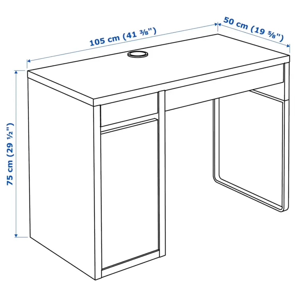 Письменный стол с ящиками - IKEA MICKE, 105х50 см, имитация дуба/черный, МИККЕ ИКЕА