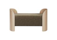 Банкетка Lagom 2 120 см (серо-зеленый FiberGuard, натуральный дуб)