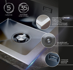 Мойка настол.монтаж 60х45 (3,0) вып 3 1/2  MIXLINE ПРО С ФАСКОЙ 22см с сиф(черный графит НАНО декор)