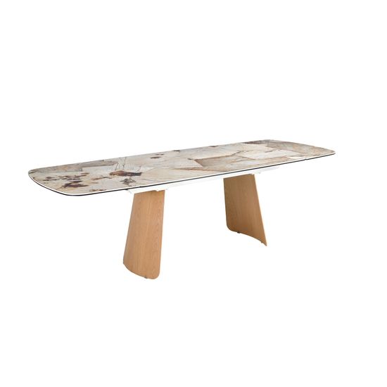 Раздвижной обеденный стол 1203 с столешницей из керамики  и основанием из шпона дуба