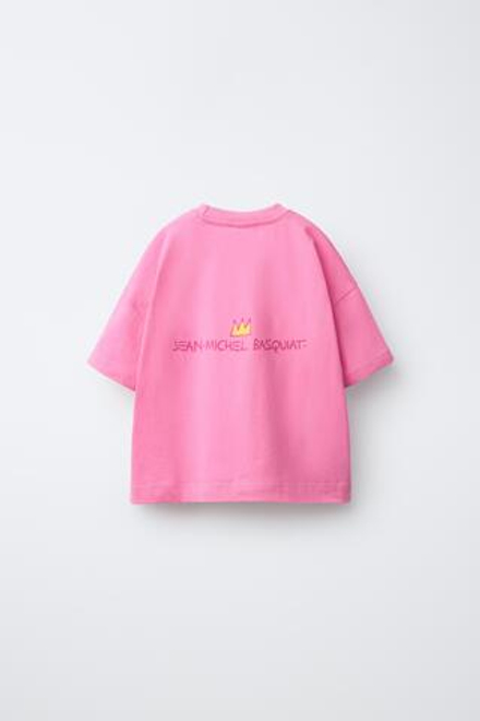 ZARA ФУТБОЛКА BASQUIAT®, РОЗОВЫЙ