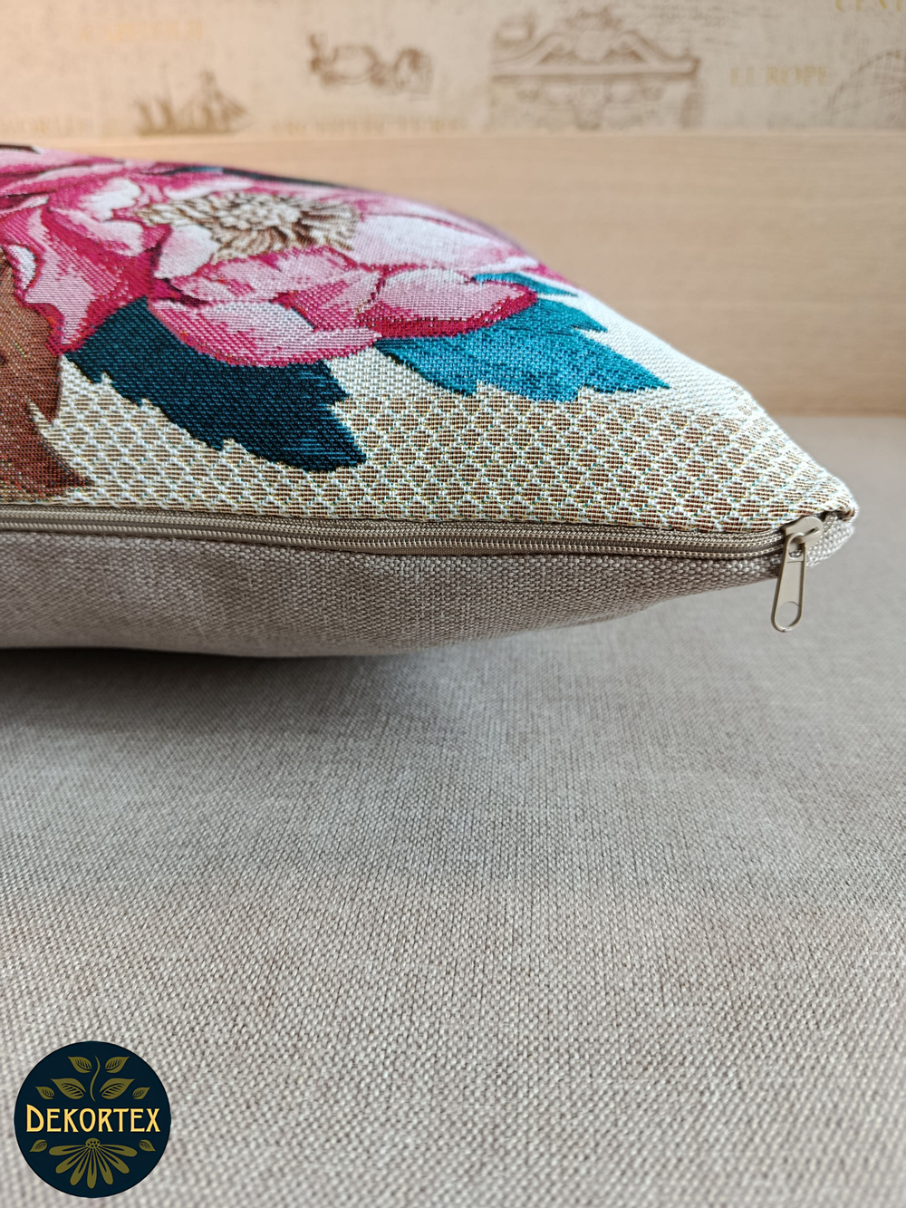 Декоративный гобеленовый чехол Розовые пионы 47х47