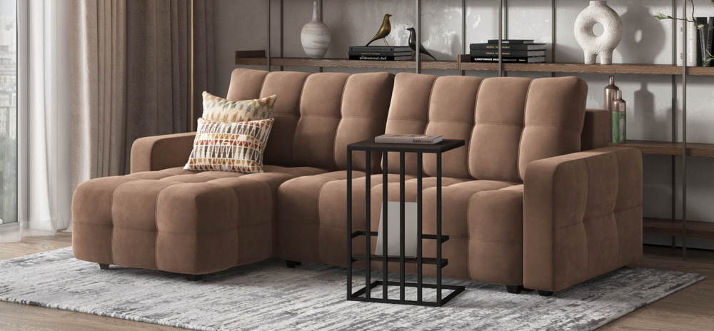 Угловой диван Денди Велюр Монолит мокко