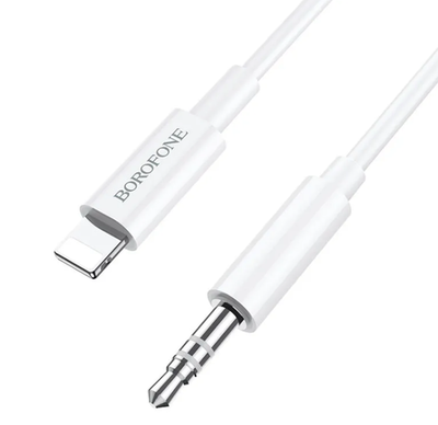Кабель Borofone BL9 Digital audio (AUX 3.5mm) на (Lightning) 100см силиконовый (белый)