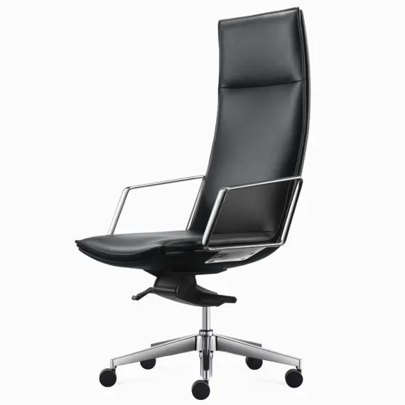 Офисное кресло Alix, натуральная черная кожа