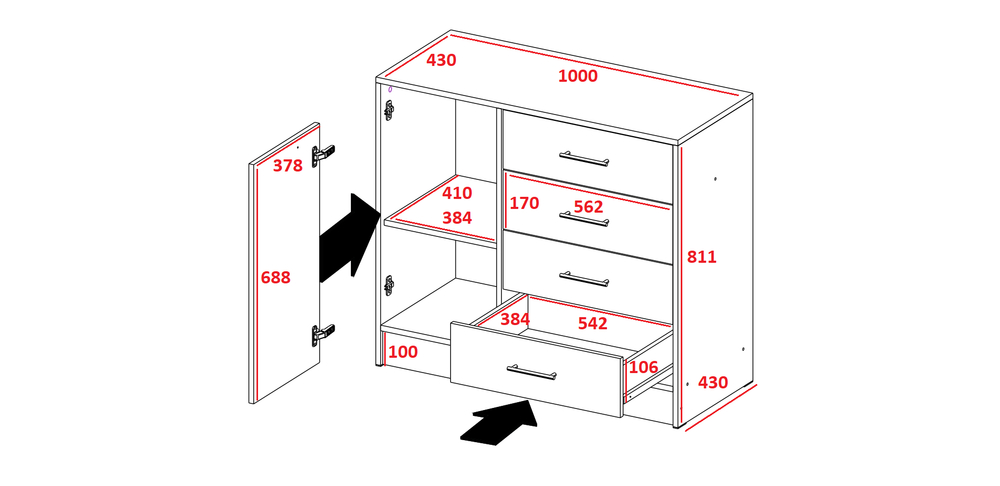 Комод большой Катрин 6, венге/дуб молочный