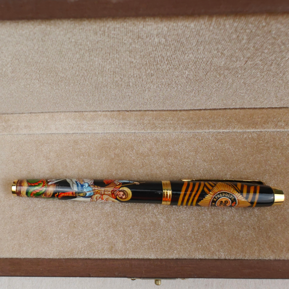 Ручка с ручной росписью Палех "Георгий Победоносец" в футляре