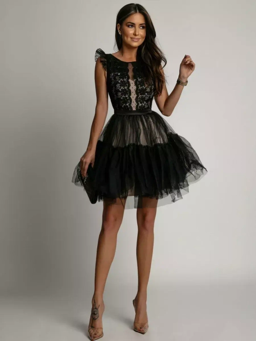пышное мини платье из кружева и тюля