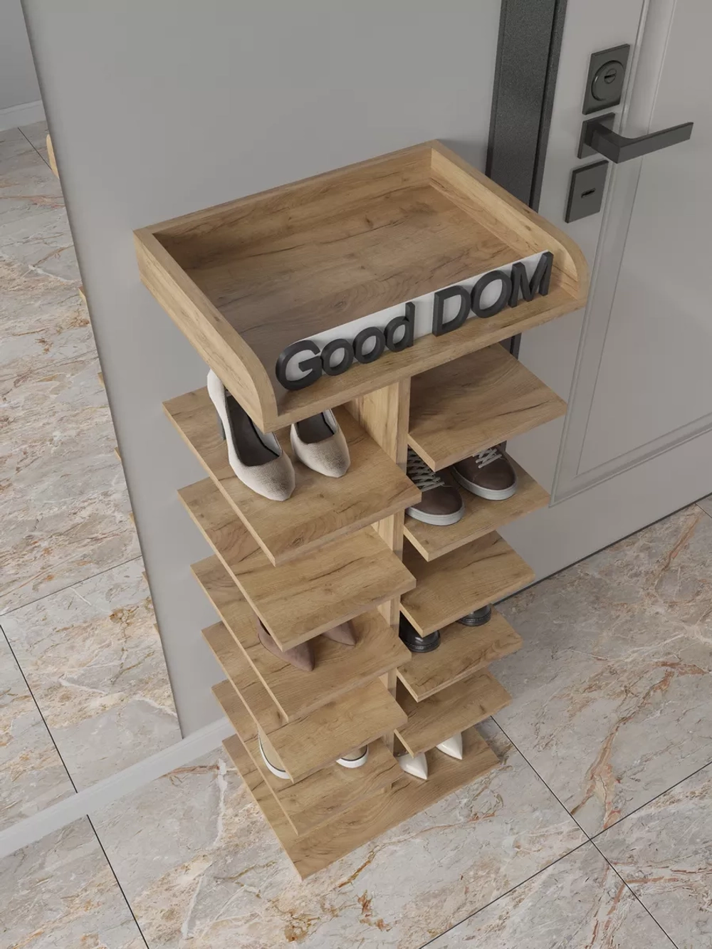 Обувница напольная высокая деревянная в прихожую