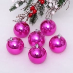 Новогодние шары 6 см (набор 6 шт) «Глянец», Розовый (пакет)