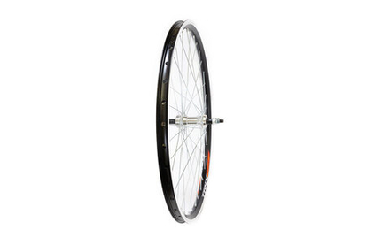 Колесо заднее 27,5" TRIX, обод алюми., двойной, 36H, V-br, под трещотку, гайки, черная