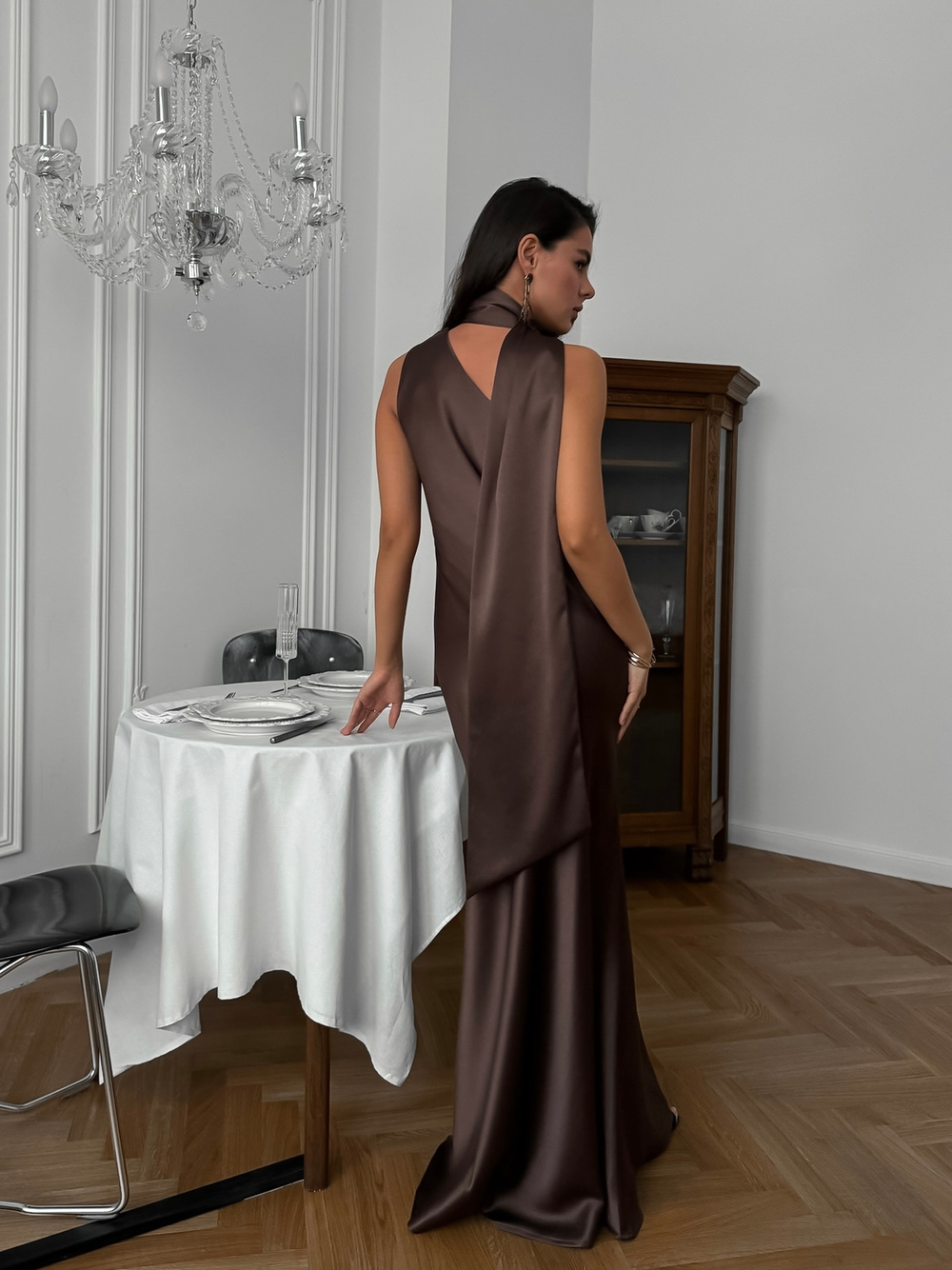 Платье из атласной ткани Mulberry