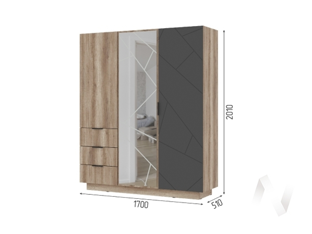 Шкаф 3-х створчатый ШК 01 МС Даллас