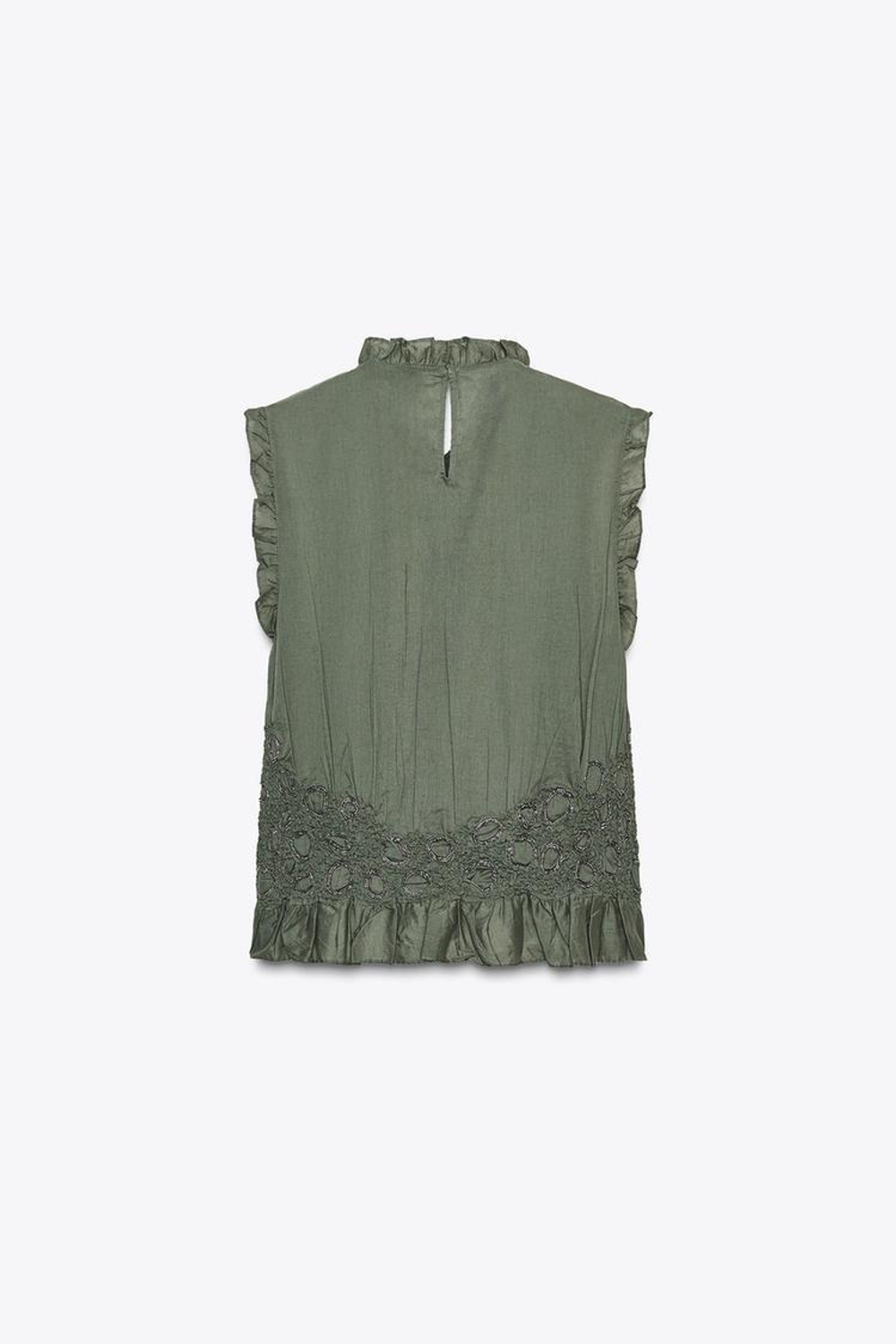 ZARA ТОП С БУСИНАМИ — ZW COLLECTION, ЗЕЛЕНЫЙ/СЕРЫЙ