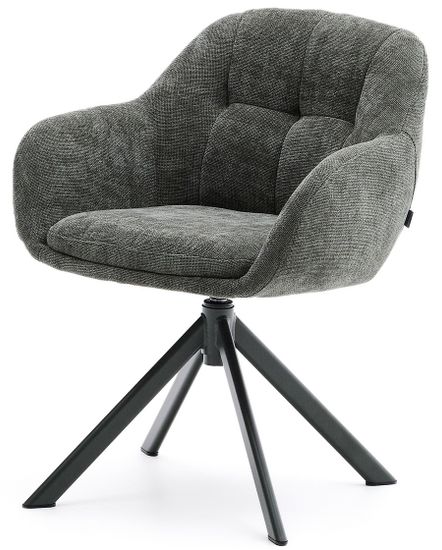 Dorina Вращающееся кресло из зеленого шенилла и стальными зелеными ножками Испания 