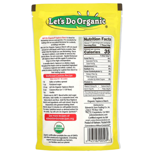 Edward & Sons, Let's Do Organic, органический тапиоковый крахмал, (170 г) (6 унций)