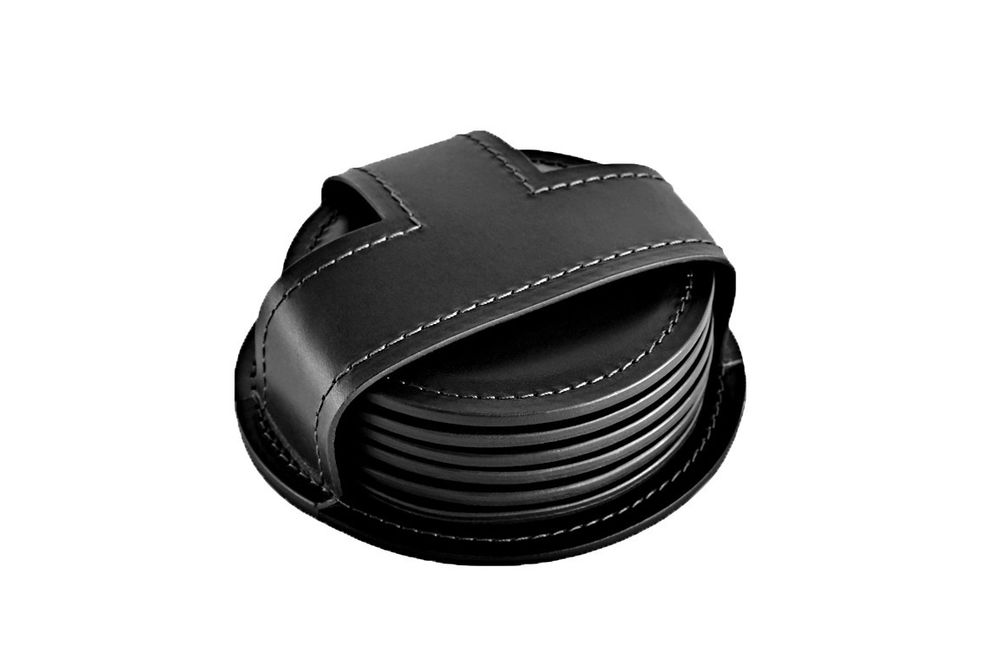 Набор костеров (6 шт) из кожи Full Grain Black/ черный