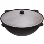 Казан чугунный 16 литров с крышкой с круглым дном