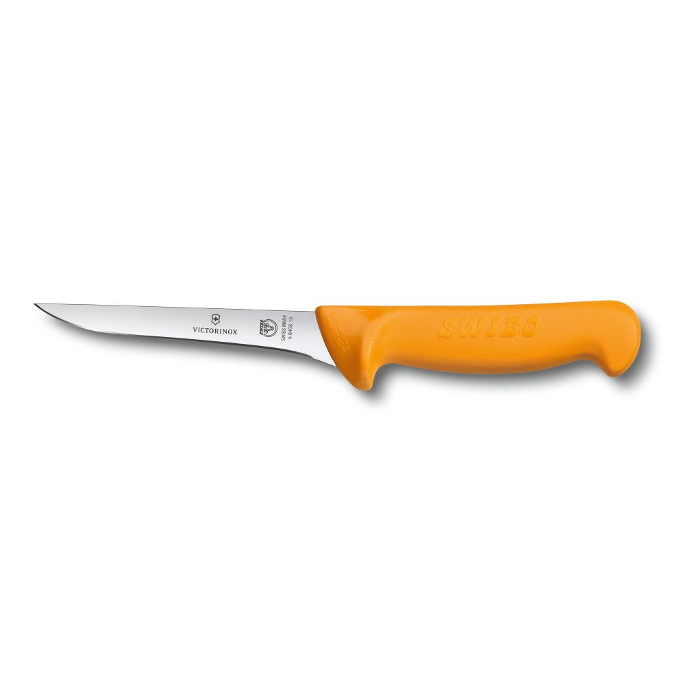 Фото нож обвалочный VICTORINOX Swibo с изогнутым узким лезвием из нержавеющей стали 13 см и рукоятью из пластика жёлтого цвета с гарантией