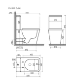 Напольный пристенный унитаз Cubic Торнадо с бачком сиденье микролифт белый арт CN1803T