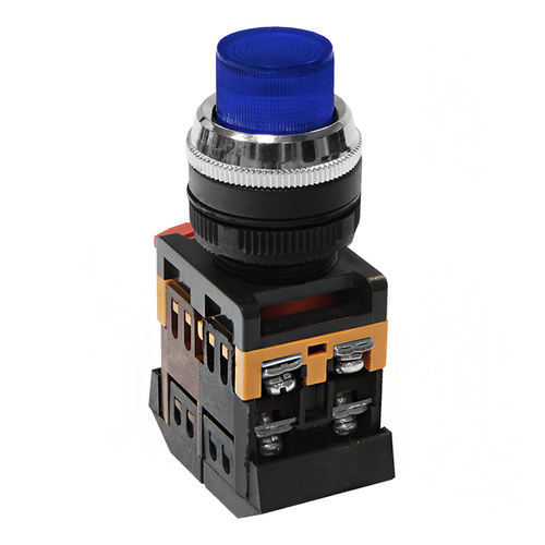 Кнопочный выключатель ABLFP-22 синяя с подсветкой 1з+1р 230В