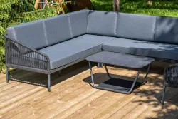 "Канны" модульная угловая лаунж-зона из роупа (веревки), цвет темно-серый