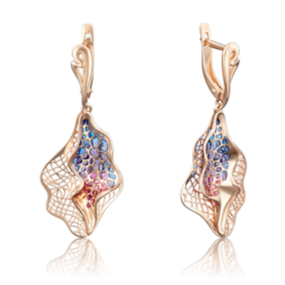 Серьги с английским замком из красного золота c эмалью Артикул: 02-3778-00-000-1110-48