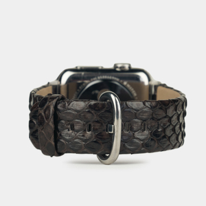 Ремешок для Apple Watch 44/45/46 mm из кожи питона, темно-коричневого цвета