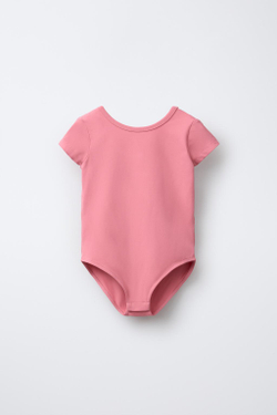 ZARA ОДНОТОННОЕ БОДИ С КОРОТКИМИ РУКАВАМИ, КОРАЛЛОВЫЙ